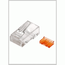 Cat 6 8P8C 網路水晶接頭 兩件式三叉橘彩 50u 100PCS/包